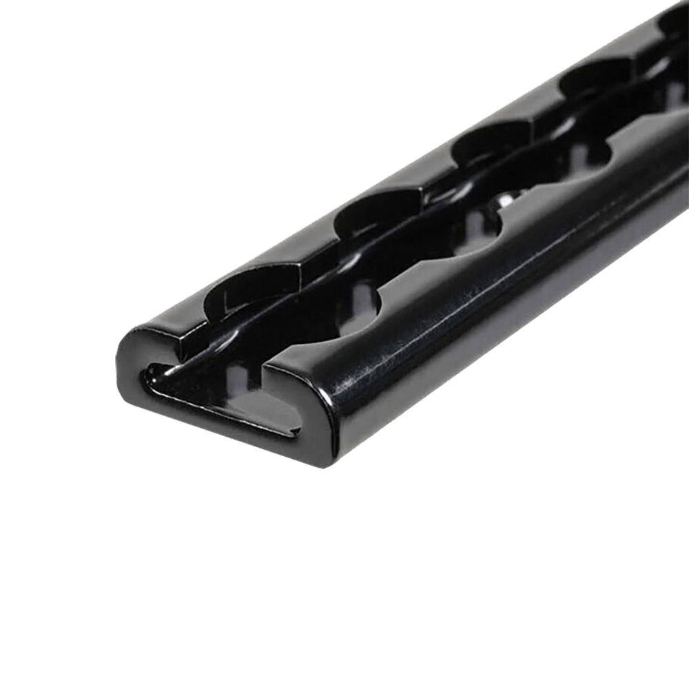 72' aluminium L-track met zwart geanodiseerde afwerking