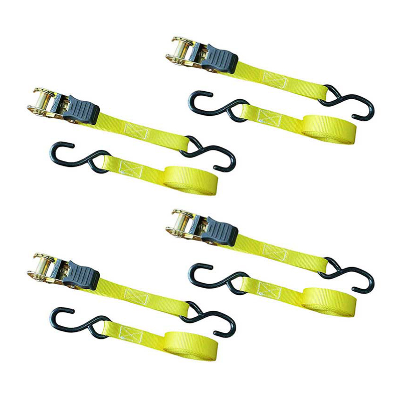 1'' X 15' veelkleurige ratelriem met duimgreep en S-haken met vinylcoating
