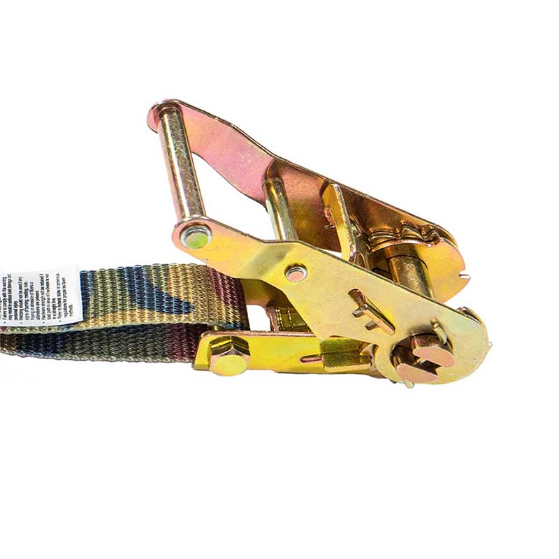 Ratelband van 1'' x 8' met camouflage-ijzeren handvat en S-haak en houder met vinylcoating