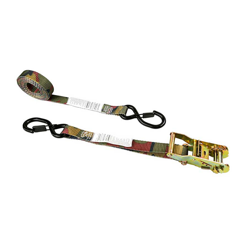 Ratelband van 1'' x 8' met camouflage-ijzeren handvat en S-haak en houder met vinylcoating
